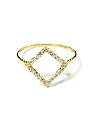 18K Pure Gold Diamond Zircon Stone Ring Size 7 