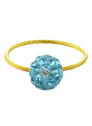 18 Karat Solid Yellow Gold Simple 10 mm Crystal Ball Ring 
