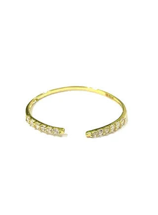 18K Pure Gold Elegant Zircon Stone Ring Size 6 