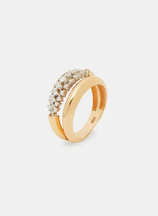 18Kt Rose Gold Ring Studded with Natural Diamonds 