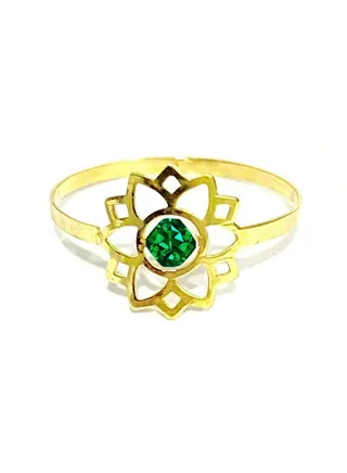 18K Pure Gold Elegant Flower Zircon Stone Ring Size 5 