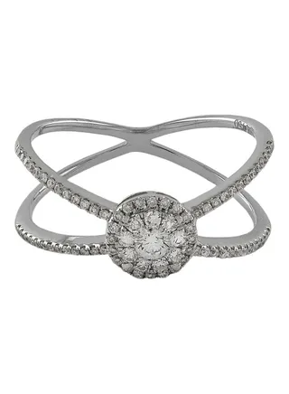 18 Karat White Gold Intertwined Diamond Studded Ring 