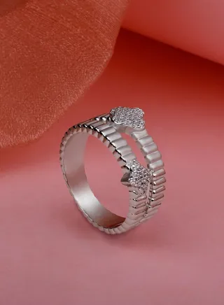 925 Sterling Silver Ring With 4A Cubic Zirconia Diamonds 