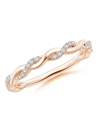 18 Karat Rose Gold Twist Band Diamond Ring 