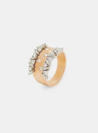 18Kt Rose Gold Ring Studded with Natural Diamonds 