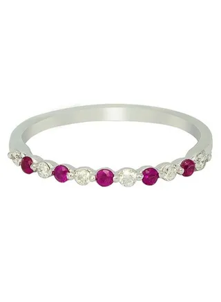 Capri Gold Ruby Diamond Pave Ring in 18K Rose Gold, 10 US 
