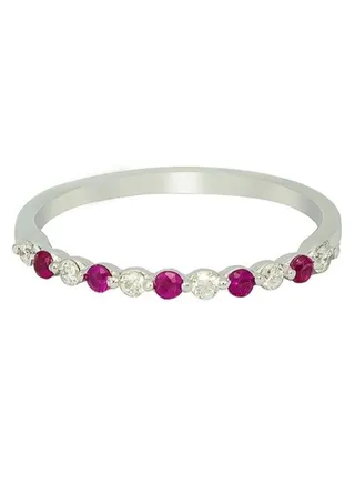 Capri Gold Ruby Diamond Pave Ring in 18K Rose Gold, 9 US 