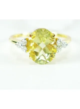 Capri Gold Lemon Topaz Trio DIamond  Ring in 18K White Gold, 5.5 US 