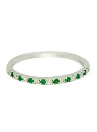 Capri Gold Emerald Diamond Pave Ring in 18K Yellow Gold, 8 US 