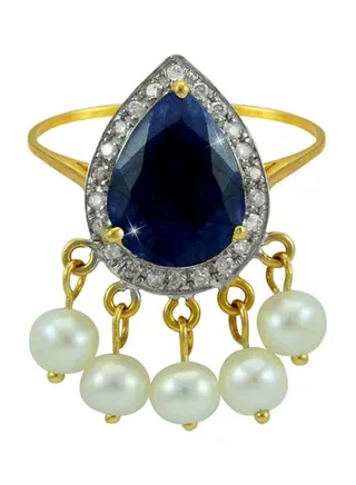 18 Karat Gold Diamonds Royal Indian Sapphire Ring 