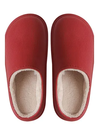 Winter Soft Waterproof Anti-Slip Slippers Red/White 