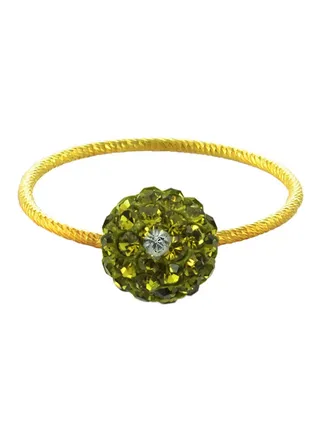 10 Karat Solid Yellow Gold Simple 10 mm Crystal Ball Ring 