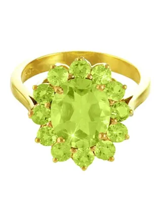 18 Karat Solid Gold Genuine Peridot Ring 