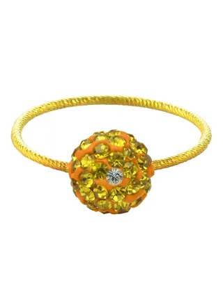 10 Karat Solid Yellow Gold Simple 10 mm Crystal Ball Ring 