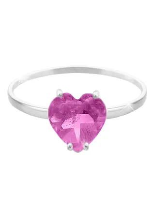 18 Karat Solid White Gold 7 mm Amethyst Ring 