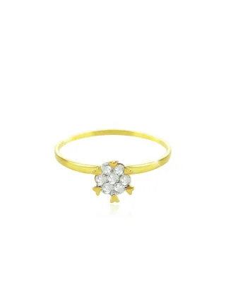 18K Solid Gold 0.11Cts Diamonds Hearts Solitaire Ring 