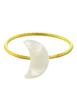 10k Gold Small Crescent Shape Mother Of Pearl Ring 