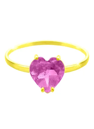 18 Karat Solid Yellow Gold Amethyst Ring 