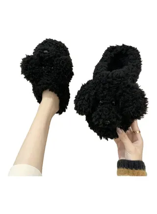 Cartoon Dog Soft Waterproof Anti-Slip Slippers Black 