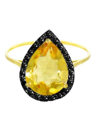 18 Karat Gold Diamonds Citrine Cocktail Ring 