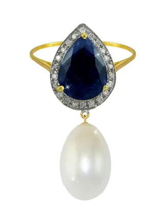 18 Karat Gold Hand-Cut Diamond Pearl Ring 