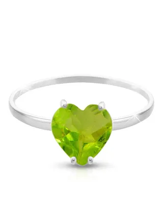 18 Karat Solid White Gold 7 mm Peridot Ring 