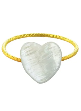 18 Karat Gold Heart Shape Mother Of Pearl Ring 