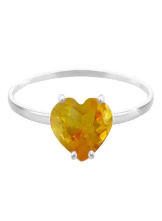 18 Karat Solid White Gold 7 mm Citrine Ring 