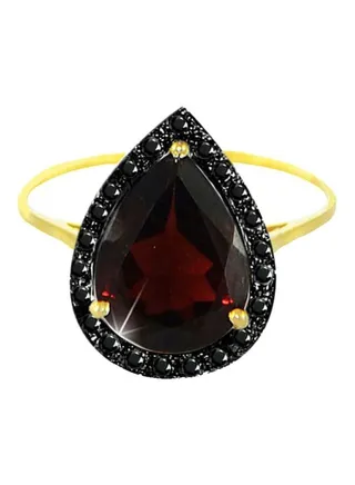 18 Karat Gold 0.12 Ct Diamond Garnet Cocktail Ring 