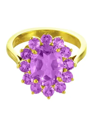 18 Karat Solid Gold Genuine Amethyst Ring 