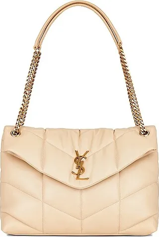 Saint Laurent Medium Monogramme Puffer Bag in Beige