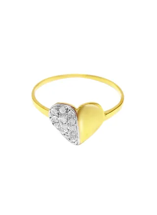10K Solid Gold 0.13ct Genuine Diamond Heart Ring - Size US 6.5 