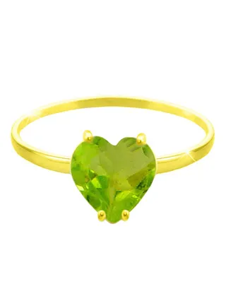 18 Karat Solid Yellow Gold Peridot Ring 