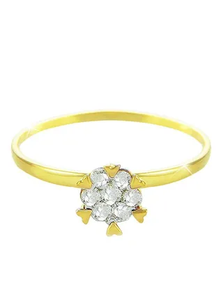 18 Karat Gold Diamonds Hearts Solitaire Ring 