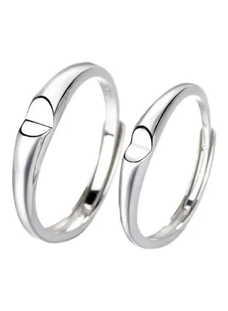 925 Sterling Silver Heart Shaped Couple Ring 