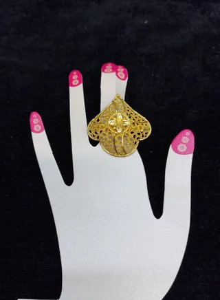 Imitation Artificial Jewellery Big Adjustable Arabic Design Ring Gold Plated 23 