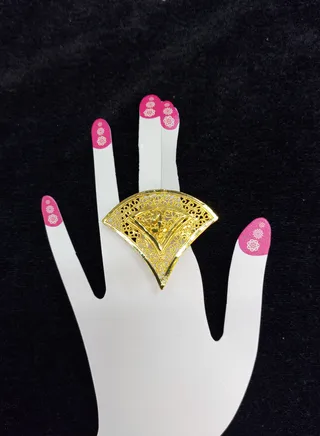 Imitation Artificial Jewellery Big Adjustable Arabic Design Ring Gold Plated 25 