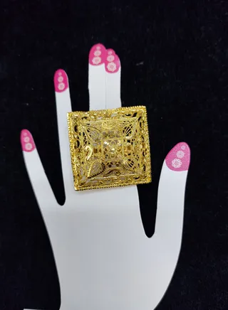 Imitation Artificial Jewellery Big Adjustable Arabic Design Ring Gold Plated 3 