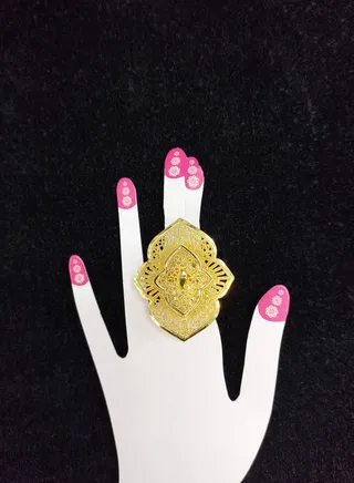 Imitation Artificial Jewellery Big Adjustable Arabic Design Ring Gold Plated 9 