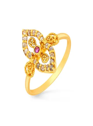 22 Carat 916 Purity Yellow Gold Uncut Diamond Ring EGNFNC069RN1Y13 For Women 