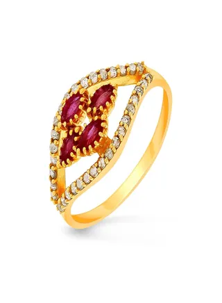 22 Carat 916 Purity Yellow Gold Uncut Diamond Ring EGNPRE203RN1Y15 For Women 