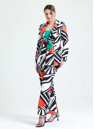 CONTESSA Graphic Printed Multi Color Elegant Suit 