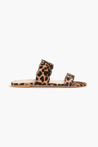 Santorini scalloped leopard-print calf hair sandals