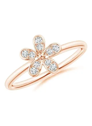 18 Karat Rose Gold Daisy Diamond Ring 