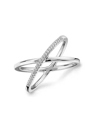 18 Karat White Gold Diamond Crossover Ring 