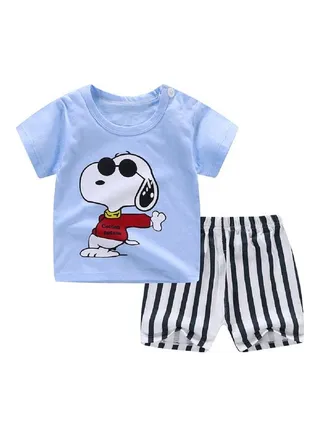 2-Piece Children Home Suit Top and Shorts Multicolour 