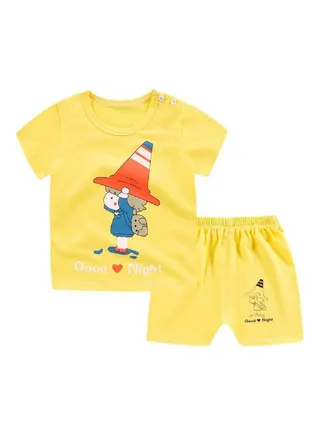 2-Piece Children Home Suit Top and Shorts Multicolour 