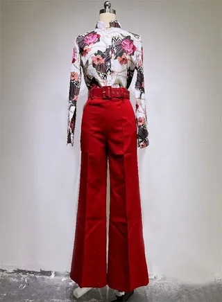 Women's Casual Printing Suit Belt Not Included Multicolour 