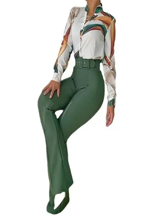 Women's Casual Printing Suit Belt Not Included Multicolour 