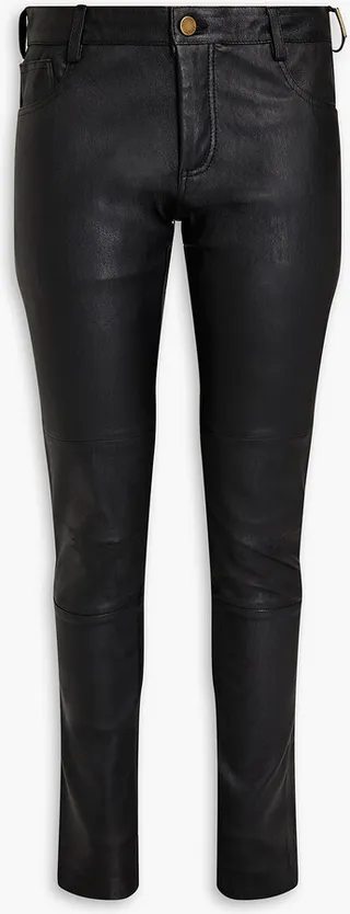 Stretch-leather skinny pants